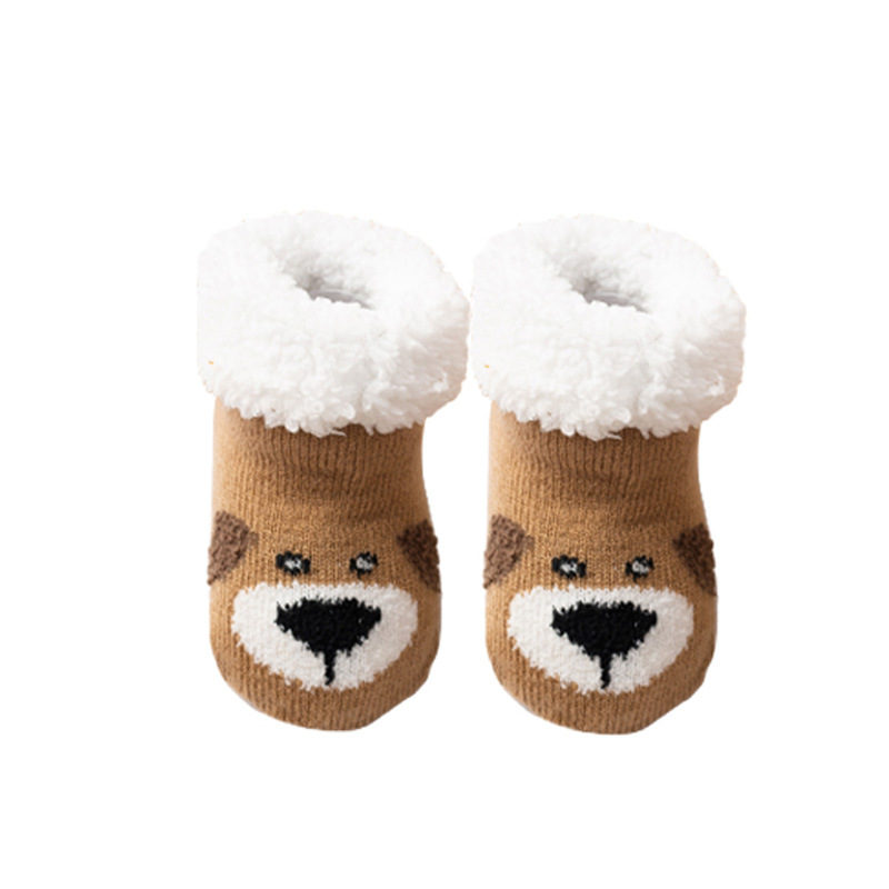 Slipper Socks Warm Autumn Winter Plus Thick Velvet Baby Child Toddler Baby Socks Non-slip Bottom Floor Socks Christmas